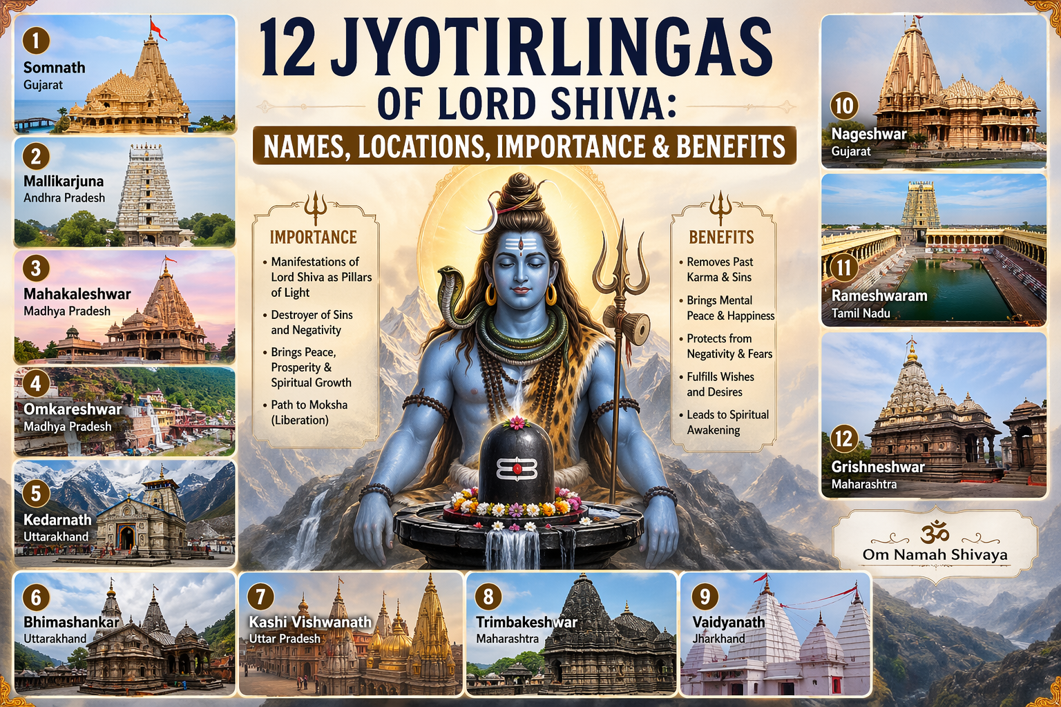“12 Jyotirlingas of Lord Shiva map with locations in India”