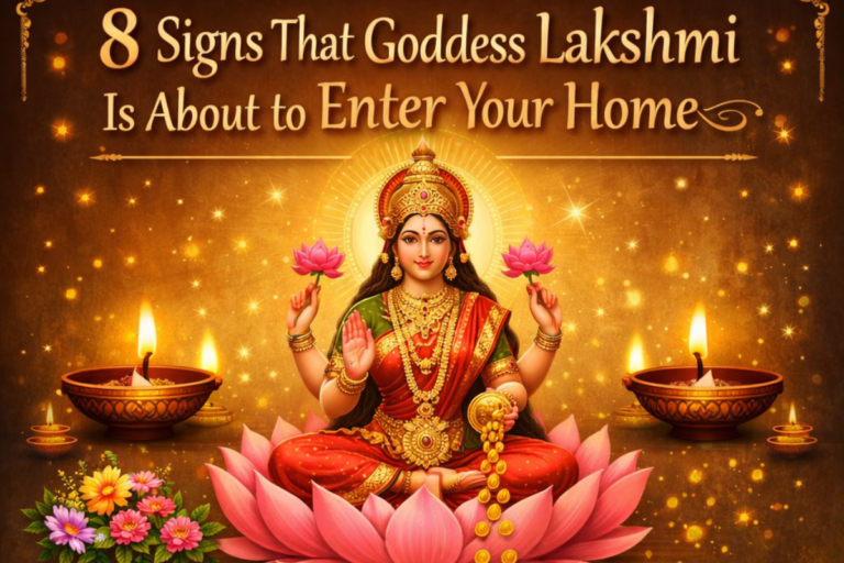 Maa Lakshmi idol with diya and lotus in Indian home symbolizing wealth and prosperity