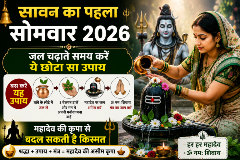 सावन के पहले सोमवार पर शिवलिंग पर जल अर्पित करते श्रद्धालु, बिल्वपत्र और दीपक के साथ पूजा दृश्य