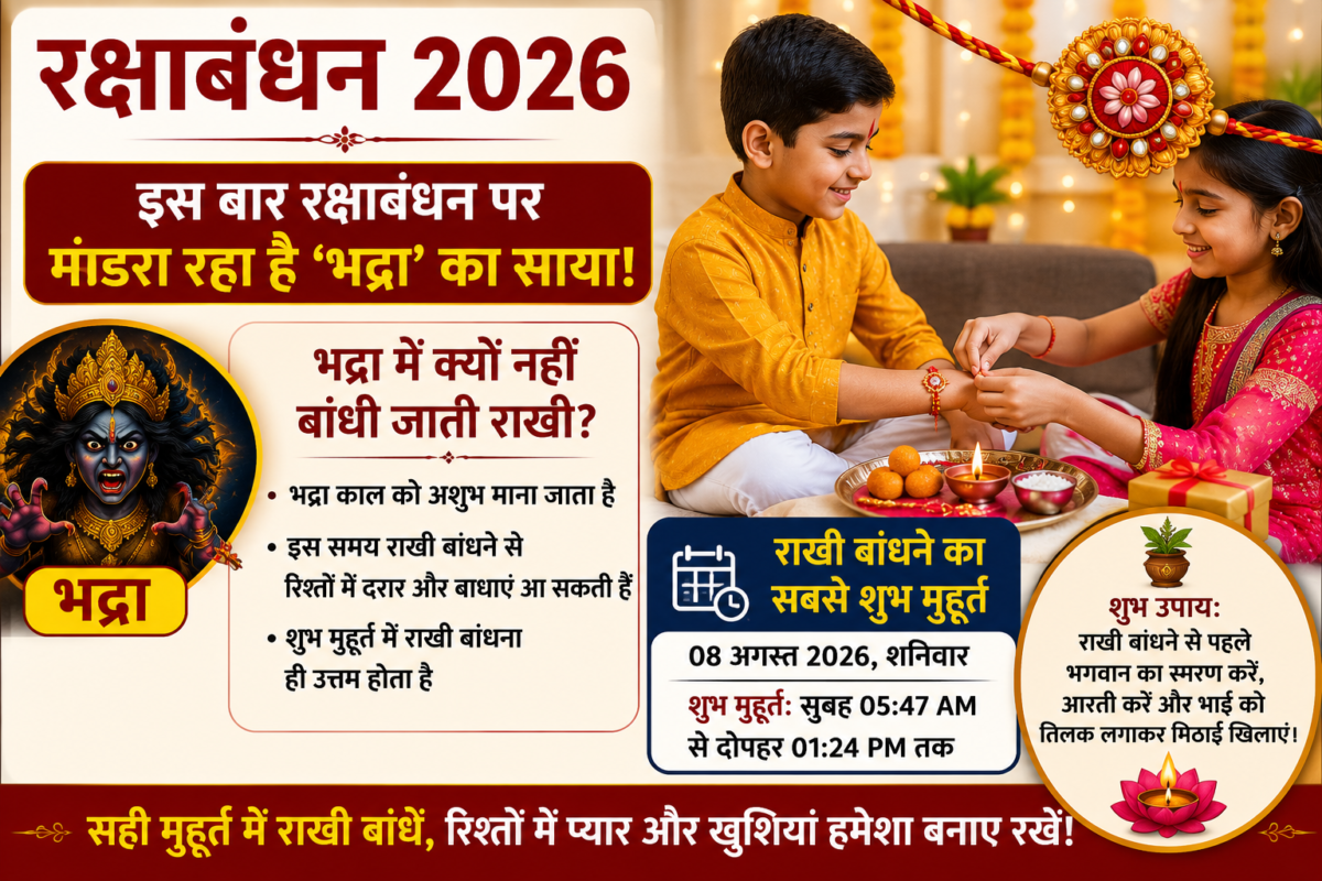 रक्षाबंधन 2026 पर बहन भाई को राखी बांधती हुई और पूजा थाली