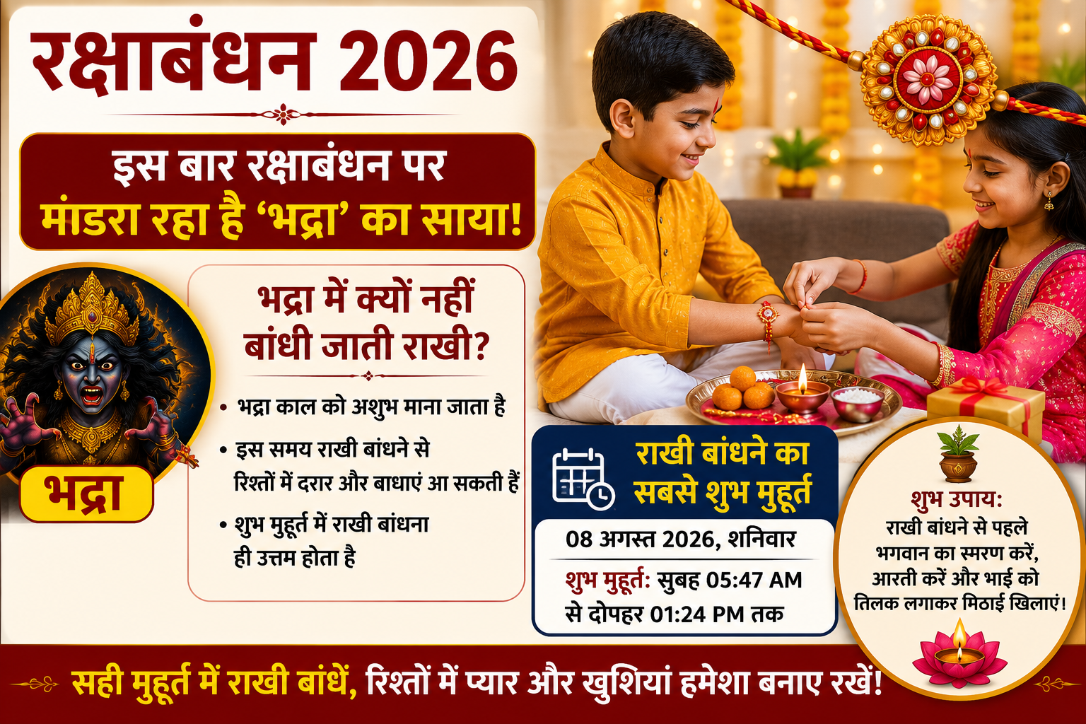 रक्षाबंधन 2026 पर बहन भाई को राखी बांधती हुई और पूजा थाली