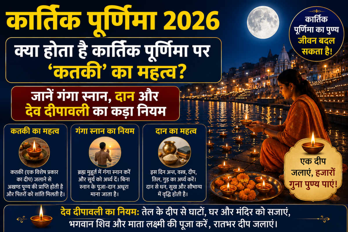 कार्तिक पूर्णिमा 2026 पर गंगा घाट पर दीपदान और स्नान करते श्रद्धालु