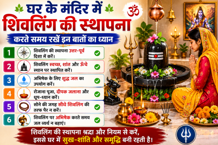 घर के मंदिर में स्थापित शिवलिंग का शांत और पवित्र दृश्य