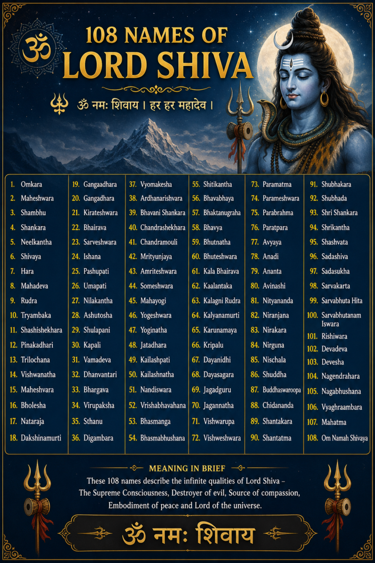 108 Names of Lord Shiva: Meaning, Significance, and Spiritual Benefits