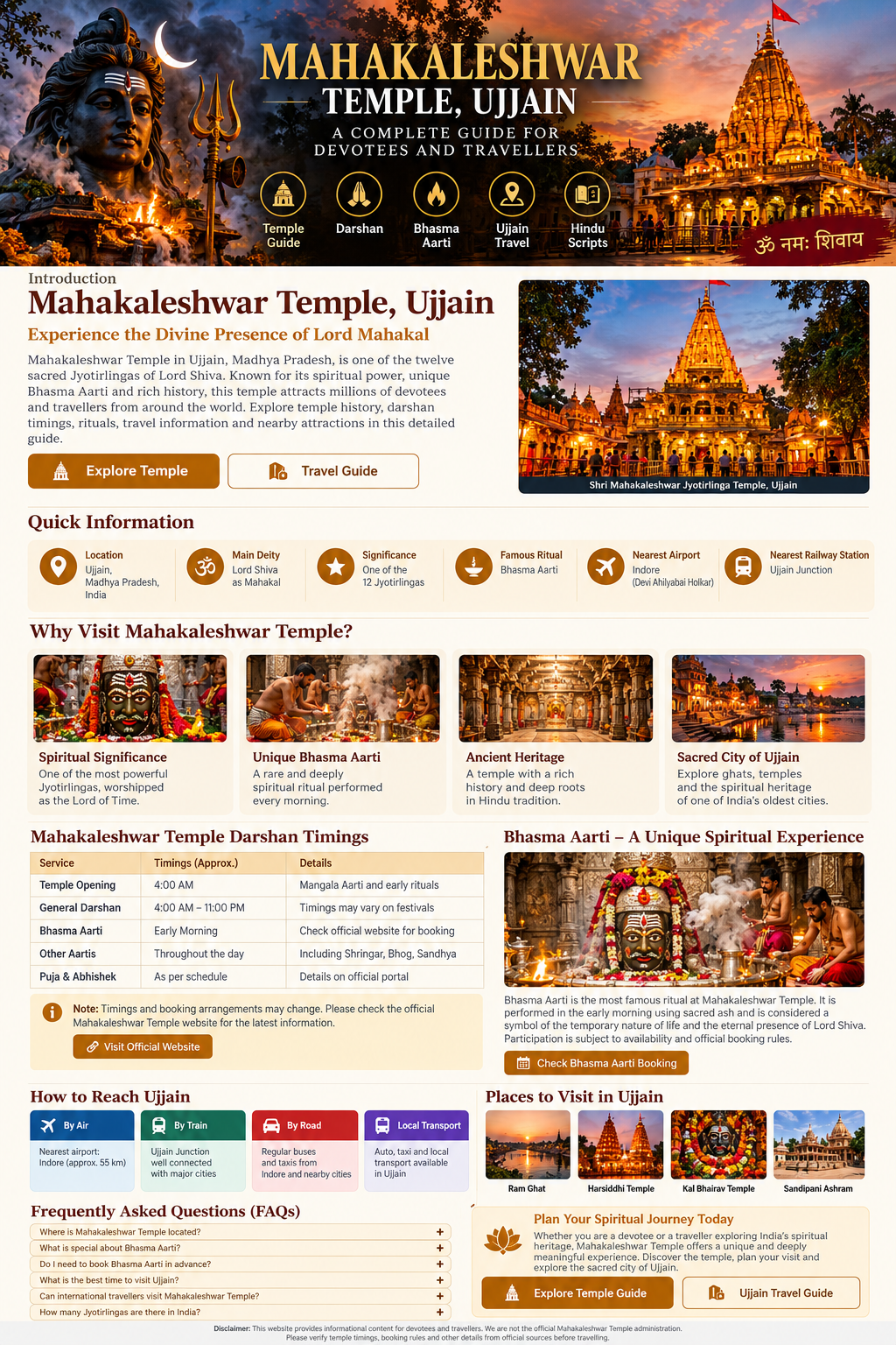 Devotional visual guide to Mahakaleshwar Temple, Bhasma Aarti and Ujjain pilgrimage